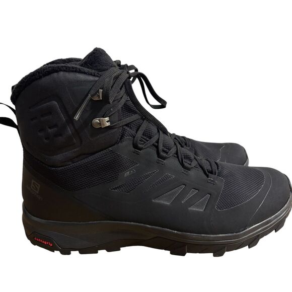 Salomon Outblast TS CSWP Snow Boots Men US 12 EU 46 Black Contragrip NEW - Picture 1 of 9